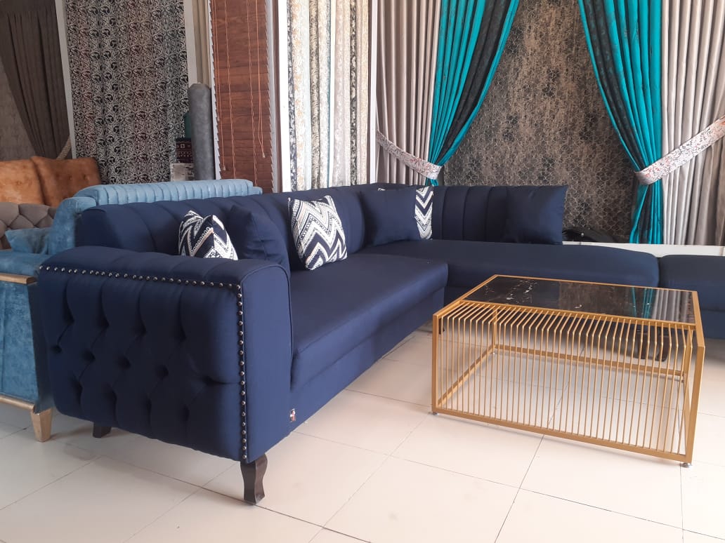 Deep Elegance – Navy Blue Sofa - Rafay's Interior