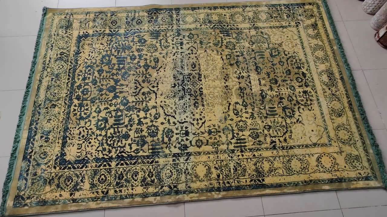Golden & Black Vintage Rug – Rafay's Interior