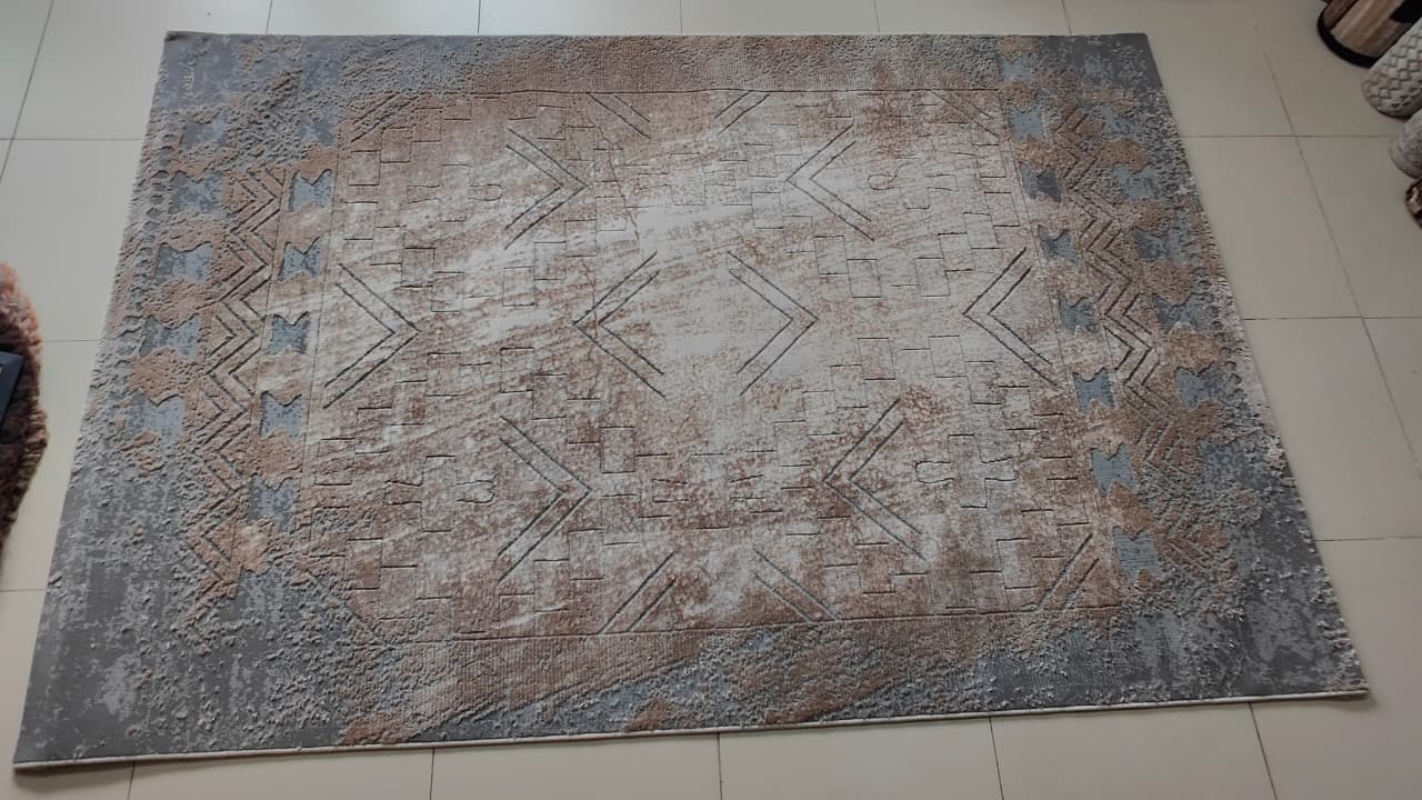 Bluish, Rust & White Modern Rug – Rafay's Interior