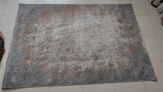 Bluish, Rust & White Modern Rug – Rafay's Interior