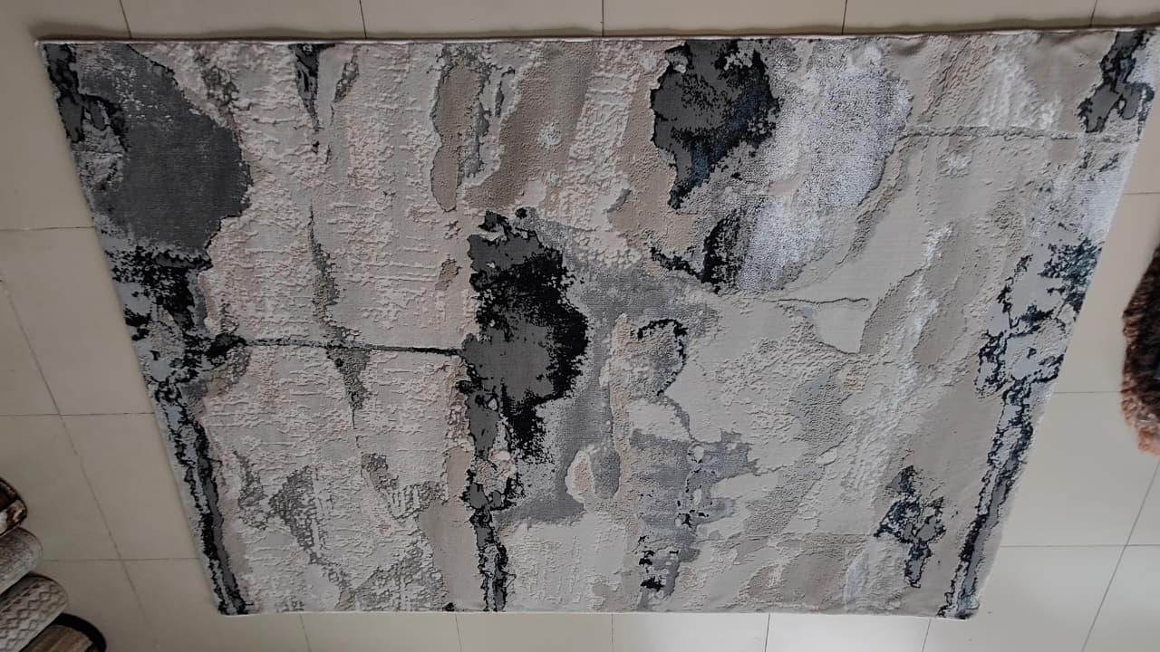 Modern Grey & Black Abstract Rug – Rafay's Interior