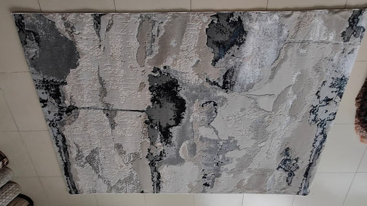Modern Grey & Black Abstract Rug – Rafay's Interior