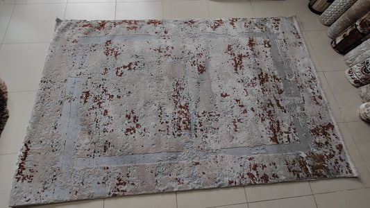 Modern Grey & Rust Abstract Rug – Rafay's Interior