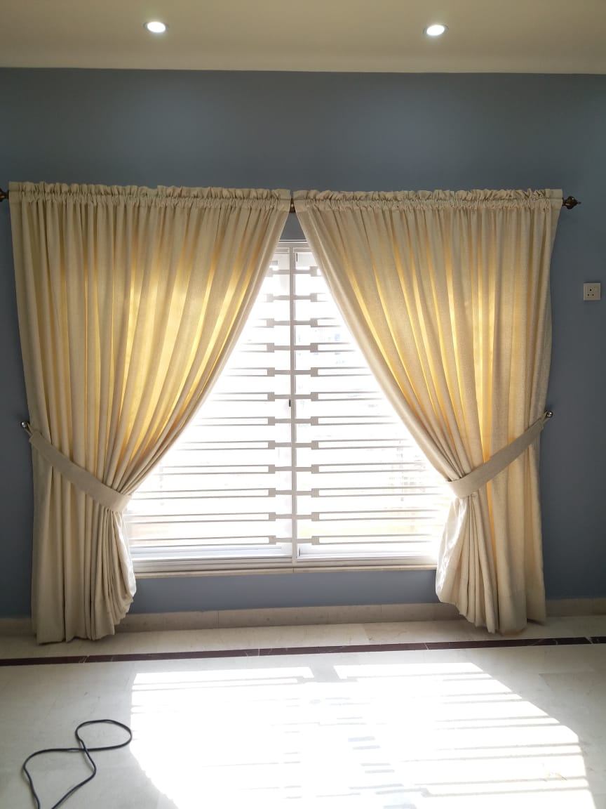 Radiant Yellow Living Room Curtains - Rafay's Interior