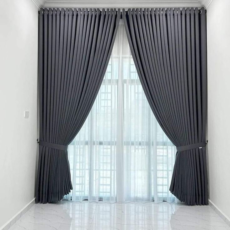 Elegant Ash Grey Living Room Curtains - Rafay's Interior