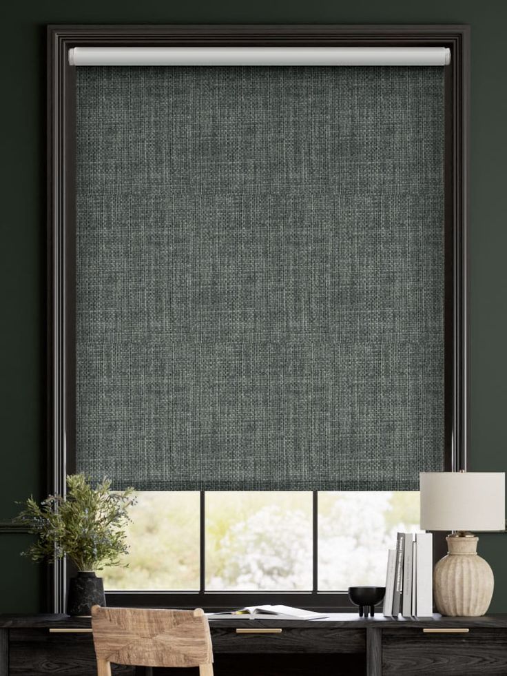Elegant Dark Green Patterned Window Blinds - Rafay's Interior
