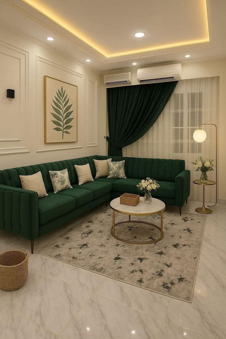 Opulent Charm – Dark Green Velvet Sofa - Rafay's Interior