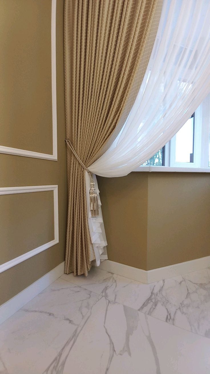 Classic Contrast – Brown & White Curtains - Rafay's Interior