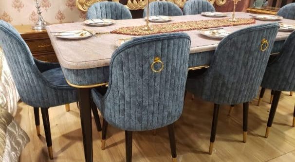 Royal Velvet Blue Dining - Rafay's Interior