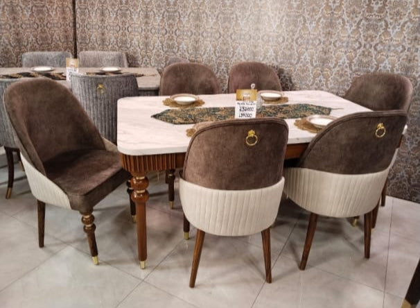 Modern Contrast – Brown & White Combo Dining Set - Rafay's Interior