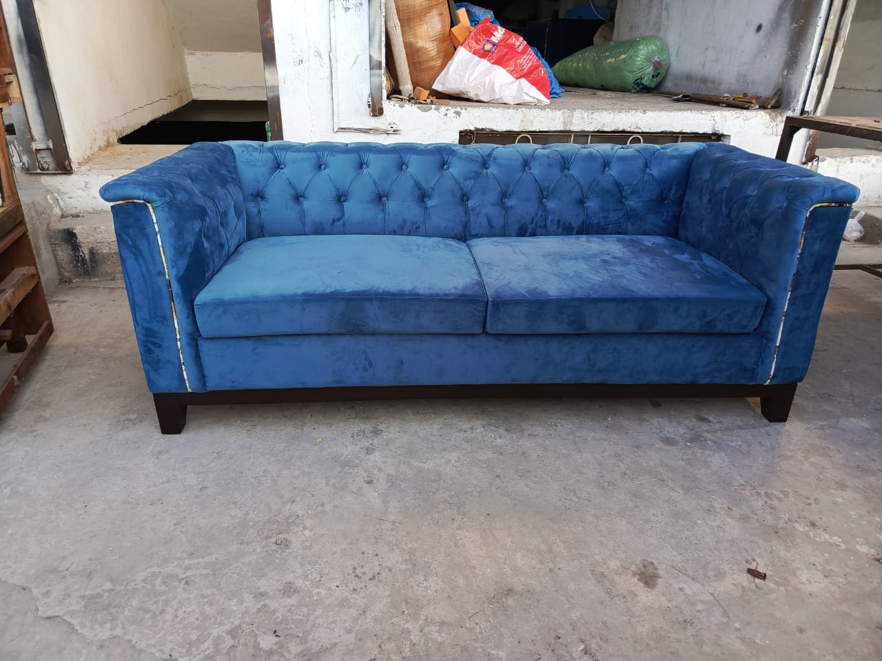 Royal Elegance – Blue Velvet Sofa - Rafay' Interior