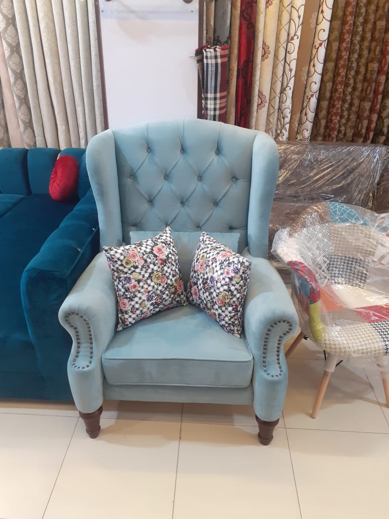 Calm Serenity – Light Fade Blue Sofa - Rafay's Interior