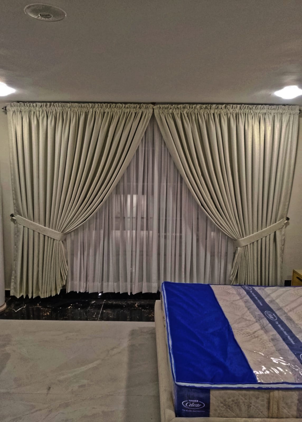 Elegant Cream & Golden Curtains - Rafay's Interior