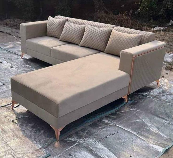 Elegant Contrast – Off-White & Brown Sofa Set - Rafay's Interior